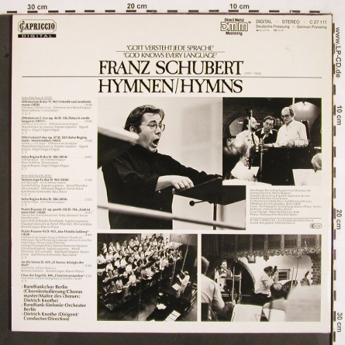 Schubert,Franz: Hymnen, Foc, Capriccio (C 27 111), D, 1987 Typ: LP Best.-Nr.: K1307 Preis: 7,50 Euro