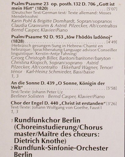 Schubert,Franz: Hymnen, Foc, Capriccio (C 27 111), D, 1987 Typ: LP Best.-Nr.: K1307 Preis: 7,50 Euro