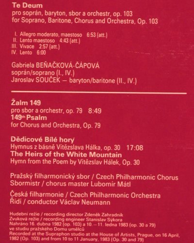 Dvorak,Antonin: Te Deum, Zalm 149th.., Supraphon (1112-3 577), CZ, Ri, 1985 Typ: LP Best.-Nr.: K1308 Preis: 7,50 Euro