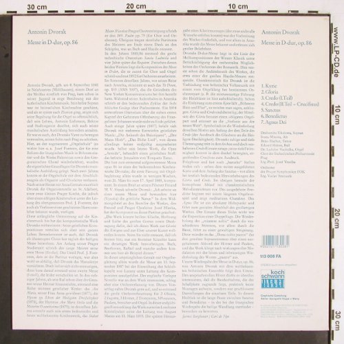 Dvorak,Anton: Messe D-Dur op.86, Koch Schwann (113 008 FA), A, 1988 Typ: LP Best.-Nr.: K1310 Preis: 7,50 Euro
