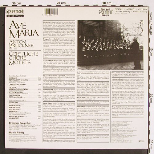 Bruckner,Anton: Ave Maria, Geistliche Chöre, Foc, Capriccio (C 27 099), D, 1987 Typ: LP Best.-Nr.: K1314 Preis: 6,00 Euro