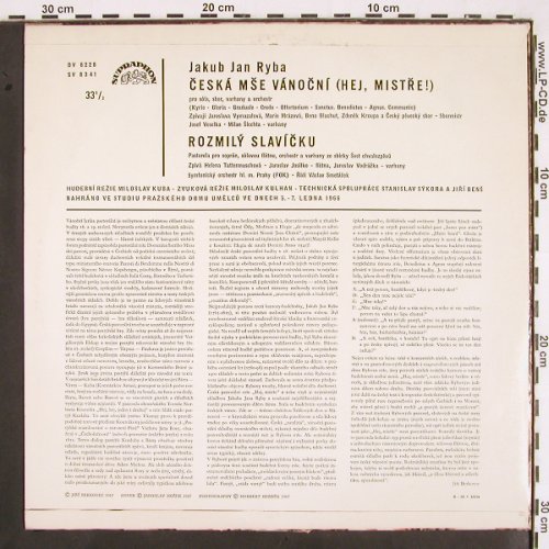Ryba,Jakub Jan: Ceska Mse Vanocni, Supraphon (SV 8341), CZ, 1967 Typ: LP Best.-Nr.: K1322 Preis: 7,50 Euro