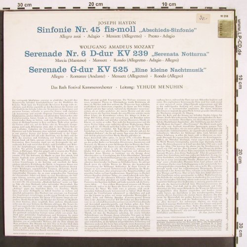 Haydn,Joseph / W.A.Mozart: Abschieds-Sinfonie Nr.45/KV 239,525, Electrola (91 218), D, m-/m- Typ: LP Best.-Nr.: K1326 Preis: 7,50 Euro