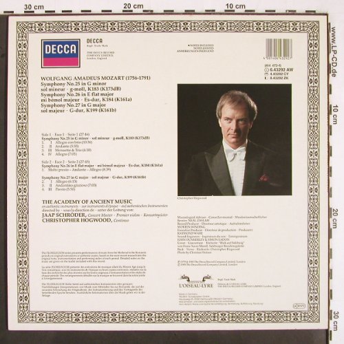 Mozart,Wolfgang Amadeus: Symphonies Nr.25, 26 & 27, Decca (6.43292 AW), D, 1985 Typ: LP Best.-Nr.: K1334 Preis: 6,00 Euro