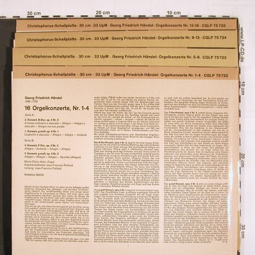 Händel,Georg Friedrich: 16 Orgelkonzerte, 1-16, Christophorus (CGLP 75 722/725), D, Mono Typ: LP*4 Best.-Nr.: K1375 Preis: 17,50 Euro