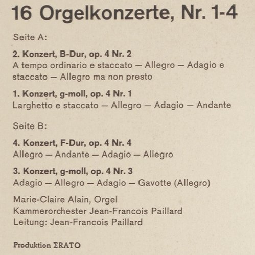 Händel,Georg Friedrich: 16 Orgelkonzerte, 1-16, Christophorus (CGLP 75 722/725), D, Mono Typ: LP*4 Best.-Nr.: K1375 Preis: 17,50 Euro