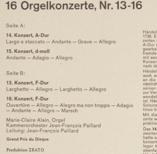 Händel,Georg Friedrich: 16 Orgelkonzerte, 1-16, Christophorus (CGLP 75 722/725), D, Mono Typ: LP*4 Best.-Nr.: K1375 Preis: 17,50 Euro