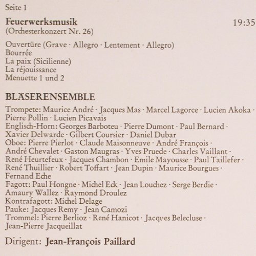 Händel,Georg Friedrich: WasserMusik/Feuerwerksmusik, Erato (ZL 30529), D, 1977 Typ: LP Best.-Nr.: K1378 Preis: 7,50 Euro