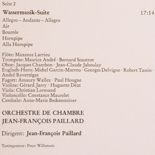 Händel,Georg Friedrich: WasserMusik/Feuerwerksmusik, Erato (ZL 30529), D, 1977 Typ: LP Best.-Nr.: K1378 Preis: 7,50 Euro