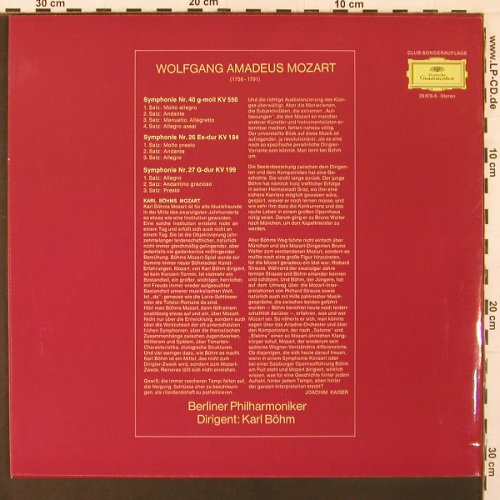 Mozart,Wolfgang Amadeus: Symphonien Nr.40, 26,27, D.Gr. DSC-Ed(29 878-6), D, Ri, 1969 - LP - K145 - 6,00 Euro