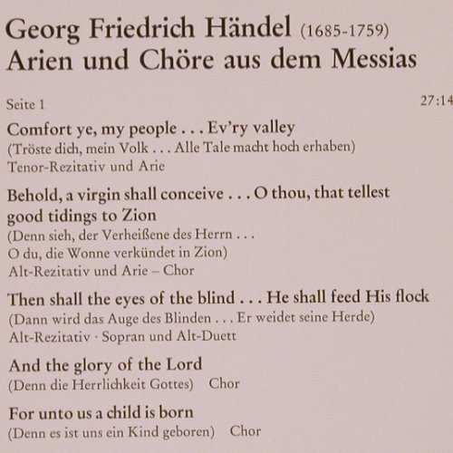 Händel,Georg Friedrich: Messias - Arien & Chöre, Erato/RCA(ZL 30553), D, 1977 - LP - K157 - 7,50 Euro