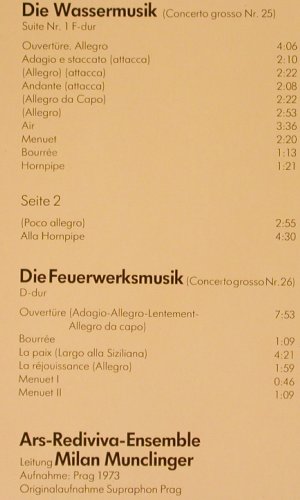 Händel,Georg Friedrich: Wassermusik / Feuerwerksmusik, Supraphon(200 448-250), D, Ri, 1977 - LP - K188 - 7,50 Euro