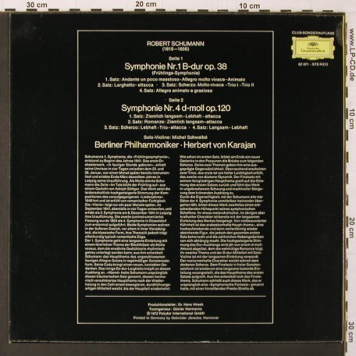Schumann,Robert: Symphonie Nr1 b-dur, Nr4 d-moll, Deutsche Grammophon(62 871), D, DSC, 1972 - LP - K228 - 6,00 Euro