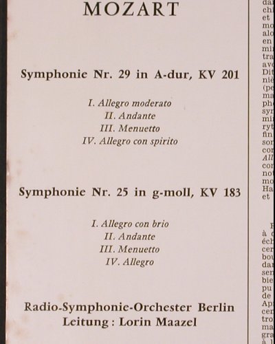 Mozart,Wolfgang Amadeus: Symphonies No.25 et 29, m /vg+, Concert Hall(SMS 2626), ,  - LP - K235 - 6,00 Euro