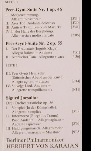 Grieg,Edvard: Peer Gynt Suiten 1&2 / Sigurd Jorsa, D.Gr. Gallerie(2543 055), D, 1982 - LP - K237 - 6,00 Euro