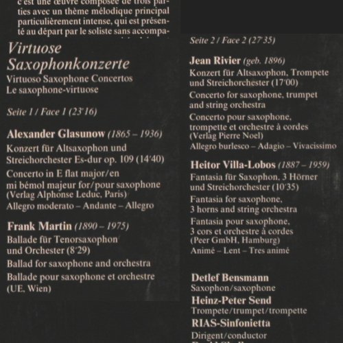 V.A.Virtuose Saxophonkonzerte: Alexander Glasunow,Frank Martin, Schwann(VMS 2065), D, 1981 - LP - K292 - 9,00 Euro