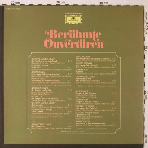 V.A.Berühmte Overtüren: Mozart,Puccini,Verdi, Rossini.. Foc, D.Gr. Club Ed.(29 660-8), D,  - LP - K300 - 6,00 Euro