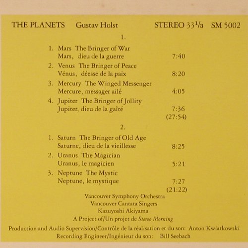 Holst,Gustav: The Planets, Canadian Broadcasting C.(SM 5002), US, 1980 - LP - K306 - 7,50 Euro