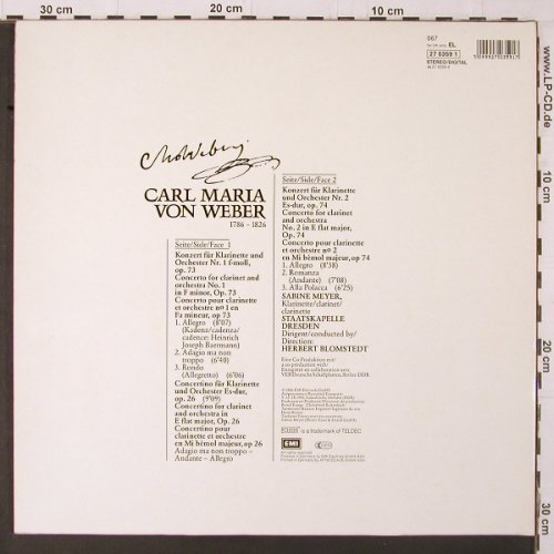 Weber,Carl Maria von: Klarinettenkonzerte Nr.1 & 2, Foc, EMI(27 0359 1), D, 1986 - LP - K334 - 6,00 Euro
