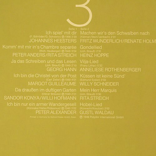 V.A.Das Grosse Jubiläums-Konzert: 3-Unverg.Stimmen d.Operette (LP5/6), Polydor Club(62 989), D, Mono,  - LP - K335 - 5,00 Euro