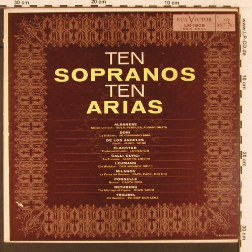 V.A.Ten Sopranos Ten Arias: Albanese...Traubel, m /vg+, RCA Victor(LM-1909), US, Mono,  - LP - K446 - 12,50 Euro