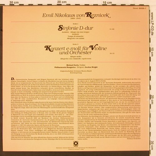 von Reznicek,Emil Nikolaus: Sinfonie d-dur, Ersteinspielung, Sonocord(26 520-7), D, 1985 - LP - K470 - 9,00 Euro