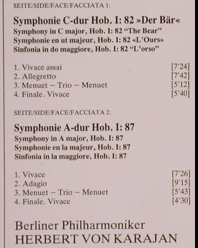 Haydn,Joseph: Sinfonien Nr.82 , L'Ours & Nr.87, D.Gr.(2532 037), D, co, 1982 - LP - K483 - 9,00 Euro