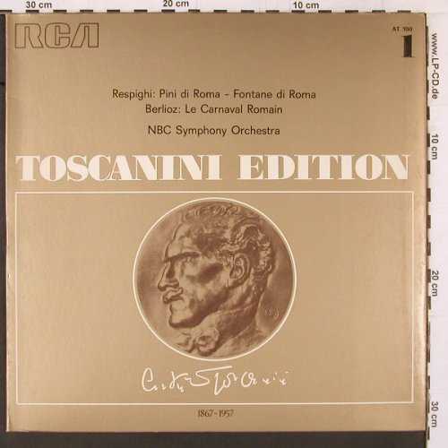 Respighi / Berlioz: Pini di Roma / Le Carneval Romain, RCA Toscanini Ed.(AT 100), D, Mono,  - LP - K502 - 7,50 Euro