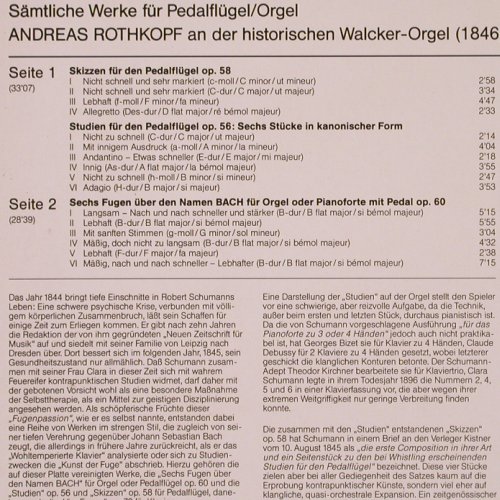 Schumann,Robert: Sämtliche Werke f.Pedalflügel/Orgel, Audite(audite 68.411), D, 1988 - LP - K529 - 9,00 Euro