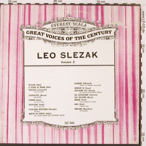 Slezak,Leo: Vol. 2 - Great Voice of the Century, Scala(SC 844), US,  - LP - K530 - 7,50 Euro