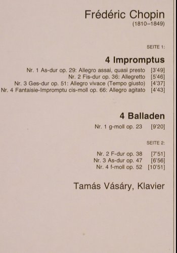 Chopin,Frederic: 4 Impromptus, 4 Balladen, D.Gr. Resonance(2535 284), D, Ri, 1965 - LP - K532 - 7,50 Euro
