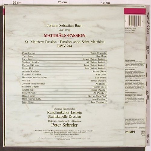 Bach,Johann Sebastian: Matthäus-Passion, Box, Philips(412 527-1), NL, 1985 - 4LP - K587 - 17,50 Euro