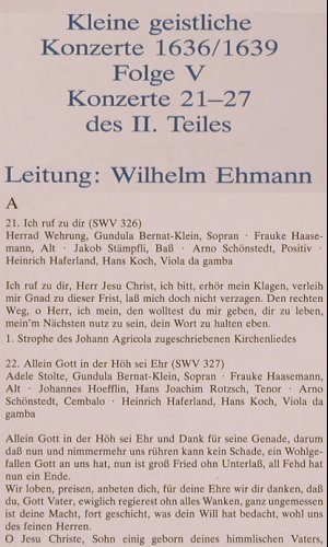 Schütz,Heinrich: Kleine Geistliche Konzerte Folge 5, SDG(610 315), D, 1983 - LP - K589 - 7,50 Euro