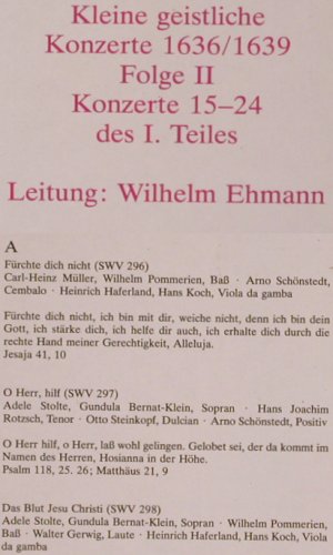 Schütz,Heinrich: Kleine Geistliche Konzerte Folge 2, SDG(610 312), D, 1983 - LP - K598 - 7,50 Euro