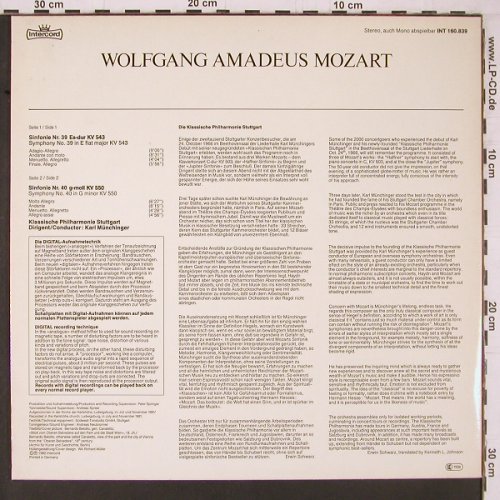 Mozart,Wolfgang Amadeus: Sinfonien Nr.39 Es-dur KV 543,Nr.40, Intercord / Digital(INT 160.839), D, 1982 - LP - K647 - 6,00 Euro