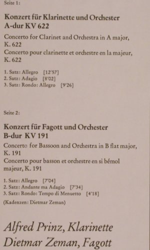 Mozart,Wolfgang Amadeus: Klarinettenkonzert / Fagottkonzert, Deutsche Grammophon(2530 411), D, 1974 - LP - K661 - 7,50 Euro