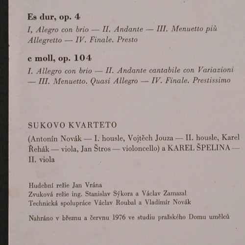 Beethoven,Ludwig van: Smyccoce Kvintety Es dur op.4,op105, Supraphon(1 11 2128 G), CZ, 1977 - LP - K674 - 9,00 Euro