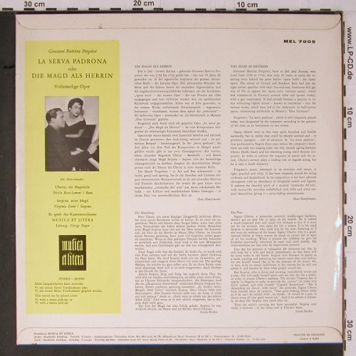 Pergolesi,Giovanni Battista: La Serva Padrona, Musica et litera(MEL 7005), DK,  - LP - K687 - 12,50 Euro