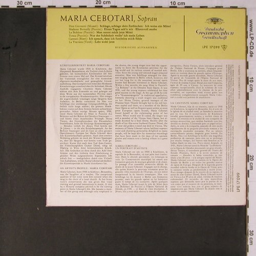 Cebotari,Maria: La Boheme,Tosca,Carmen.. hist.rec., D.Gr.(LPE 17 099), D, Mono, 1958 - 10inch - K707 - 7,50 Euro