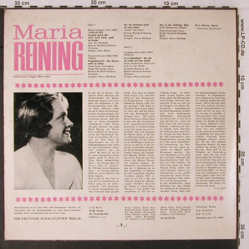 Reining,Maria: Große Sänger der Vergangenheit, Eterna(8 21 059), DDR, 1970 - LP - K812 - 6,00 Euro