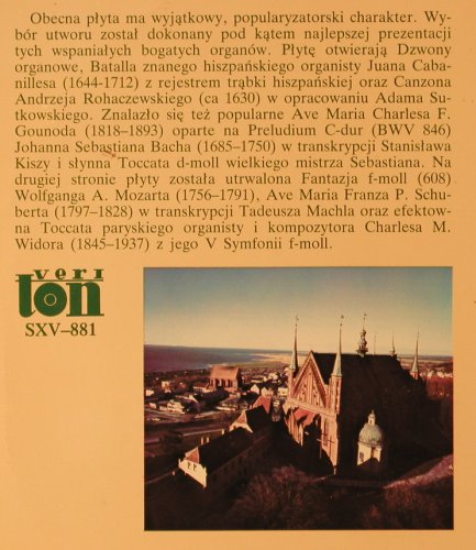 V.A.Organy Fromborskie / Frombork: Cabanilles,Batalla,Bach... Widor, Veri Ton(SXV-881), PL, 1986 - LP - K814 - 7,50 Euro