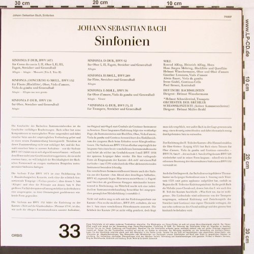 Bach,Johann Sebastian: Sinfonien,BWV 1071,152,156,42,209.., Orbis(74 897), D, 1978 - LP - K831 - 6,00 Euro
