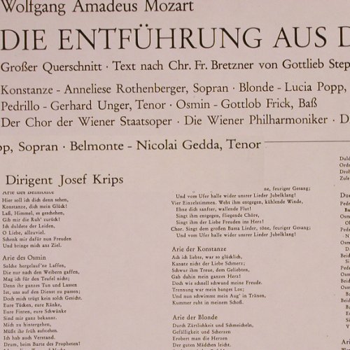 Mozart,Wolfgang Amadeus: Die Entführung aus dem Serail-Gr.Qu, EMI(C 063-00 844), D,like New,  - LP - K944 - 7,50 Euro