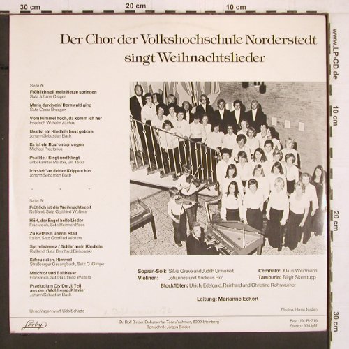 Chor der Volkshochschul Norderstedt: singt Weihnachtslieder, Lorby(Bi-718), D, 1974 - LP - K971 - 9,00 Euro