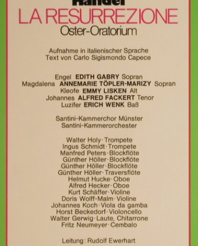 Händel,Georg Friedrich: Oster-Oratorium, Foc, in ital., FSM / Fox(FSM 43 005/6), D,  - 2LP - L1188 - 7,50 Euro