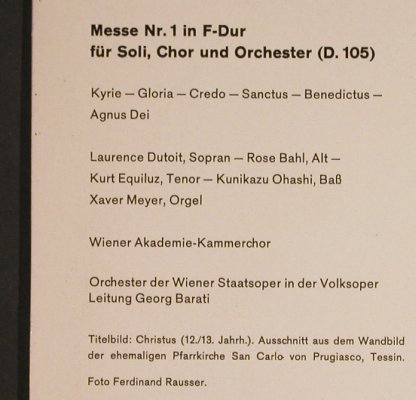 Schubert,Franz: Messe Nr.1 F-dur, Soli,Chor&Orch., Christophorus(CGLP 75 864), D,Mono,  - LP - L1206 - 7,50 Euro