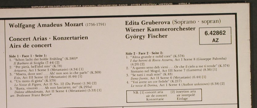 Gruberova,Edita: Mozart Concert Arias, Decca(6.42862 AZ), D, 1983 - LP - L1222 - 6,00 Euro
