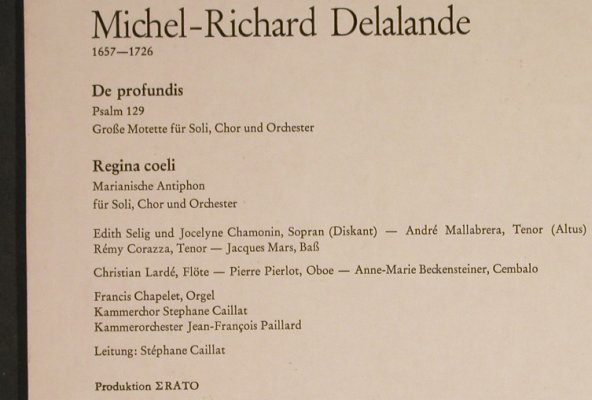 Delalande,Michel-Richard: De Profundis Regina Coeli, Christophorus/Erato(CGLP 75 782), D,  - LP - L1250 - 7,50 Euro