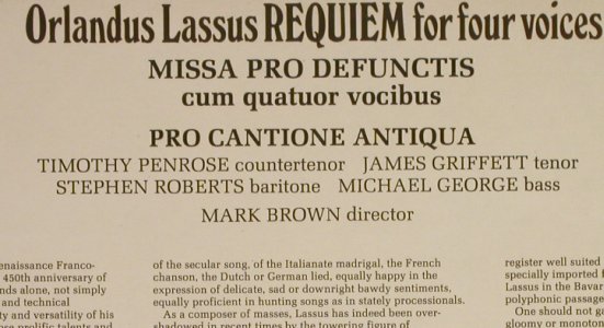 Di Lasso,Orlando: Requiem for four voices, Hyperion(A 66066), UK, 1981 - LP - L1253 - 7,50 Euro