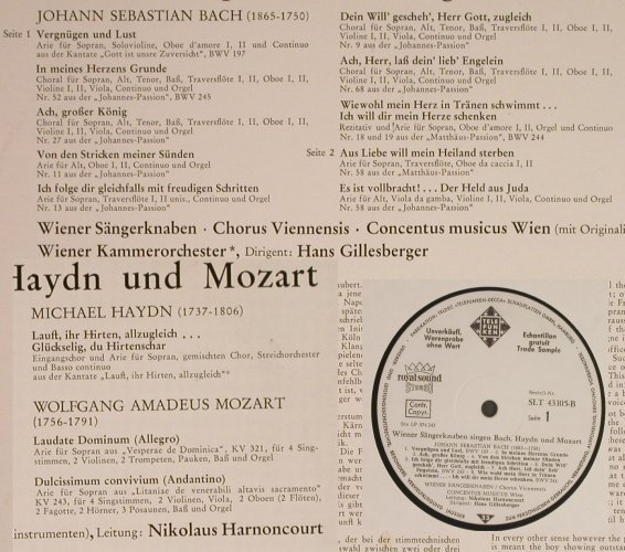 Wiener Sängerknaben: Singen Bach,Haydn,Mozart-wh.Muster, Telefunken(SLT 43 105-B), D,  - LP - L1254 - 7,50 Euro